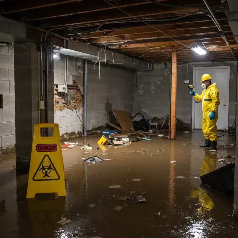 Flooded Basement Electrical Hazard in Fitchburg, WI Property